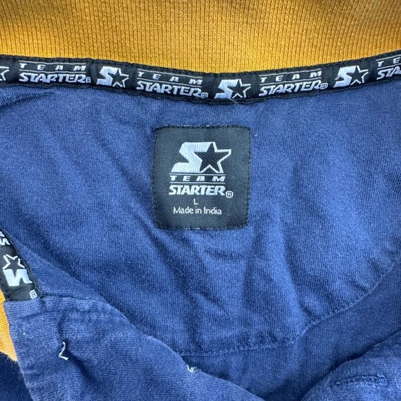 Michigan Wolverines Shirt Mens Large Vintage Starter Team Blue Polo Football - Picture 5 of 5